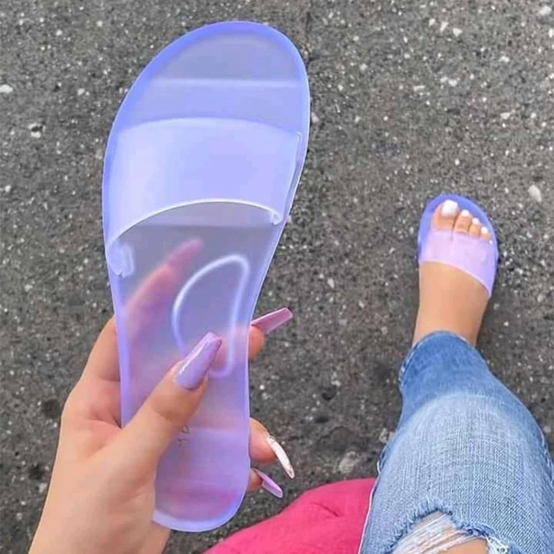 

New Ladies Transparent Shoes Ladies Fashion Non-slip Flat Shoes Summer Women Waterproof Beach Shoes Women Casual Slippers