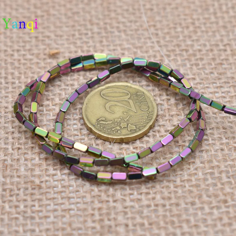 22-2x4mm 95 шт./лот, блестящие разноцветные бусины из натурального камня, гематит, прямоугольные бусины квадратной формы для самостоятельного изготовления ювелирных изделий - Цвет: 22-2x4mm