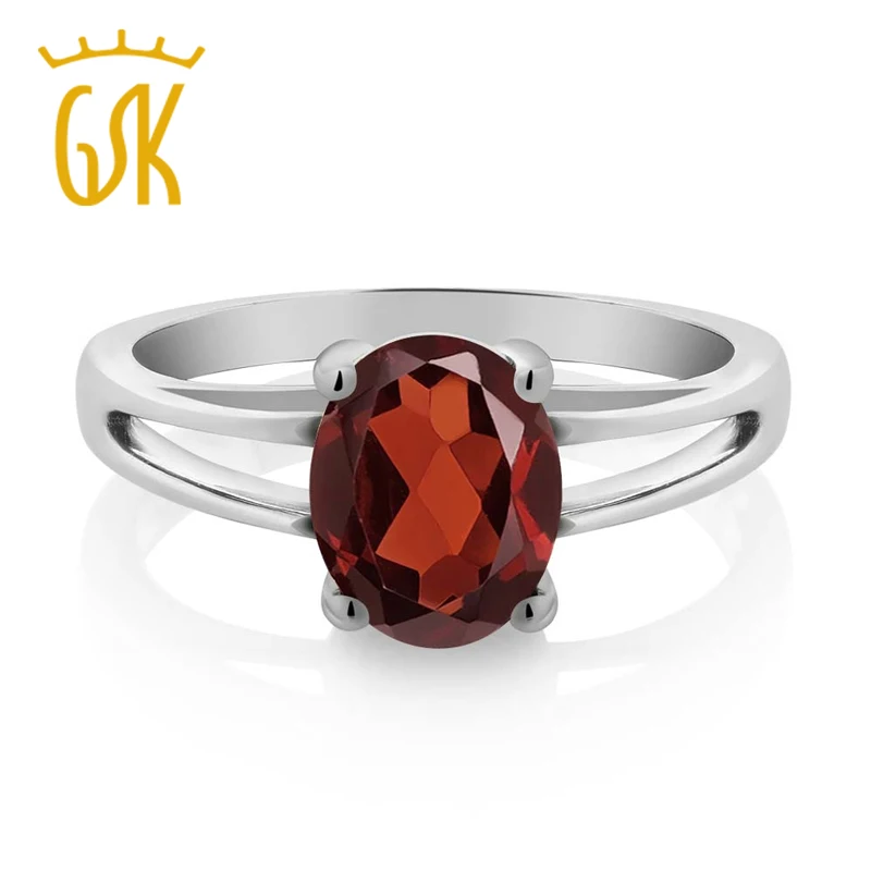 Женское серебряное кольцо GemStoneKing Красное овальное с гранатом 925 пробы | Украшения
