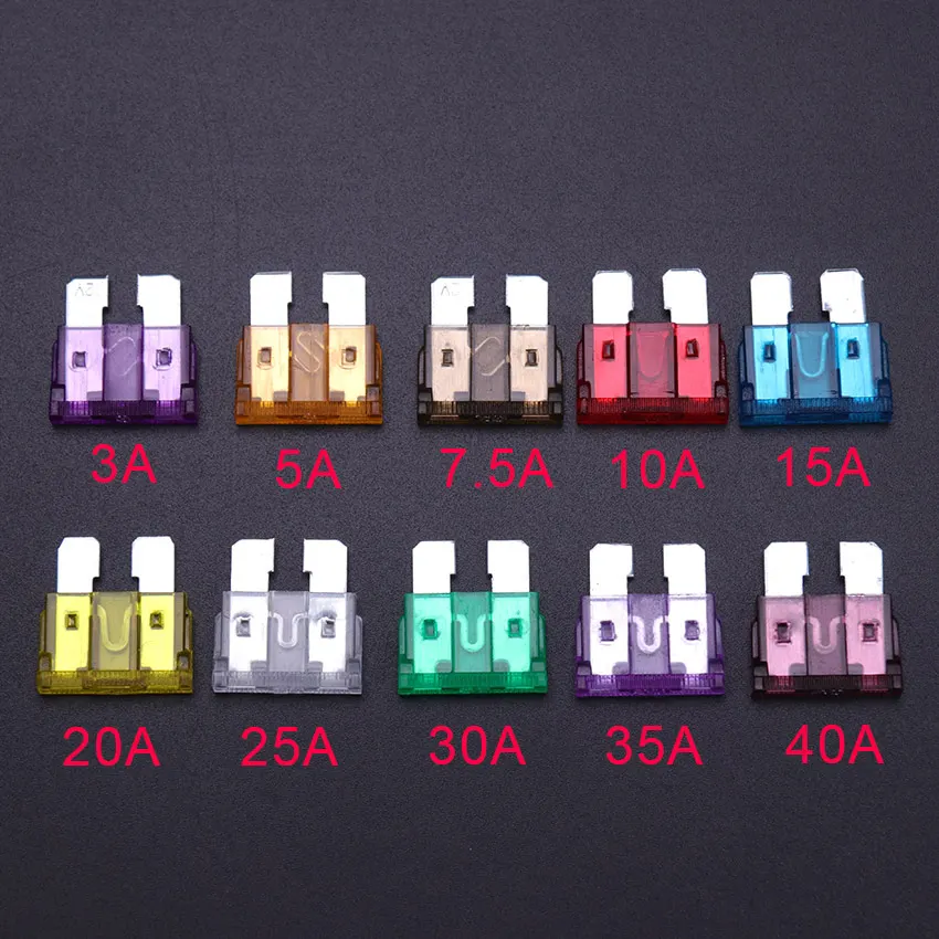 50 шт. Автомобильные предохранители 3A 5A 7.5A 10A 15A 20A 25A 30A 35A 40A |