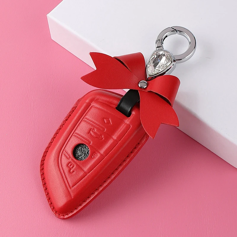 

Leather Car Key Case Cover for BMW X5 F15 X6 F16 G30 7 Series G11 X1 F48 F39 F20 G20 G05 Key Shell Protector Accessories