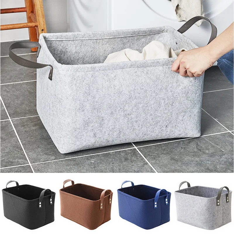 

Foldable Felt Storage Basket Storage Bin with Carrying Handles Toy Organizer Multifunctional Storage Basket Household Laundry