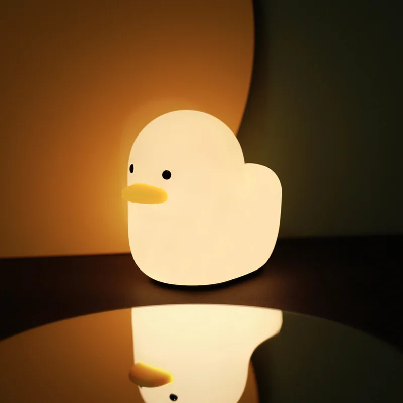 

New Creative Ducky Duck Silicone Night Light Children's Bedside Table Lamp LED Smart Patting Light Night Feeding Practical Light
