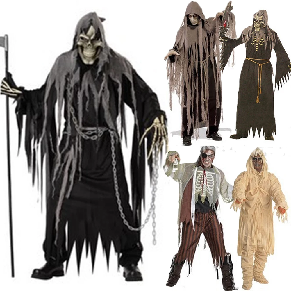 Adults Halloween Complete Zombie+Mask Fancy Dress Horror Costume Mens Cosplay Outfits Party Mens Fancy Dress Costume