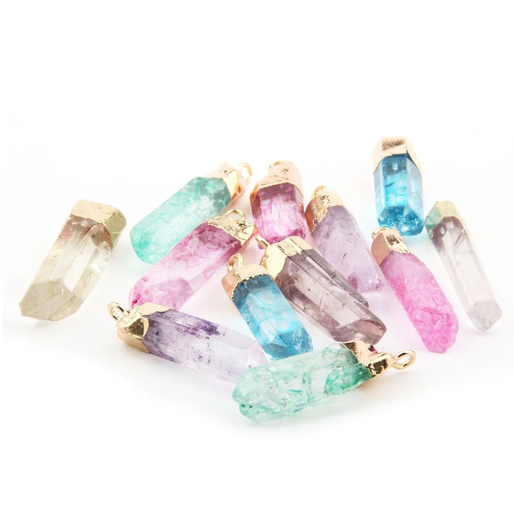 

Natural Stone crystal Pendants accessories Crystal pillar DIY for Necklace or Jewelry Making Reiki Healing Jewellery Gift
