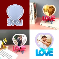 valentines day crystal epoxy resin mold mirror jewelry ornaments love heart photo frame silicone mold for home decoration tools