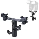 Двойной держатель зонтика горячий башмак, светильник, подставка, держатель для вспышки светильник, кронштейн, крепление для фото, видео, фотографии, DSLR, аксессуары для камеры