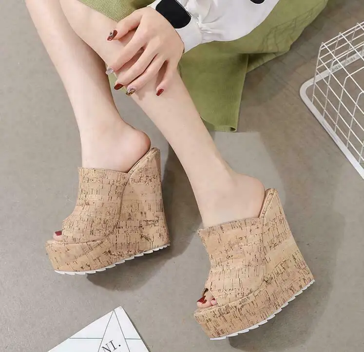 

Womens Fashion Peep Toe Wedge High Heels Platform Slippers Beach Sandals Shoes