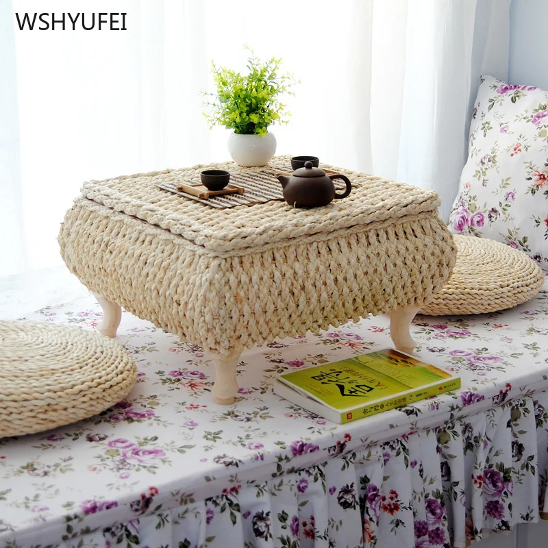 Креативный ротанговый эркерный стол в японском стиле журнальный столик с татами