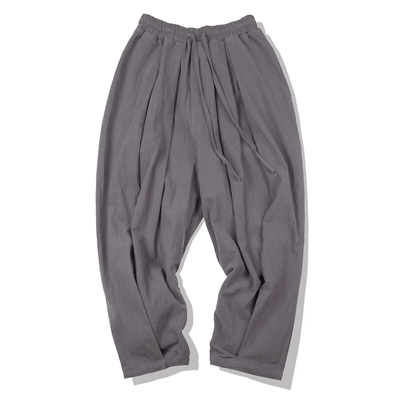 

Cotton Linen Wide Leg Pants Japanese Large Size Pants 5xl Men Clothing Loose Harajuku Casual Pants Summer Thin Cropped Bloomers