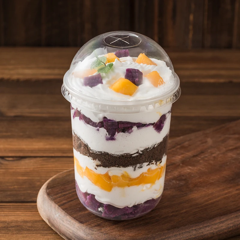 cup and lid 50 шт прозрачные одноразовые чашки для упаковки холодного напитка, вечерние чашки, 500 мл, молочный чай сок, ледяной пудинг со сливками, пластиковые чашки с крышками - Цвет: cup and lid