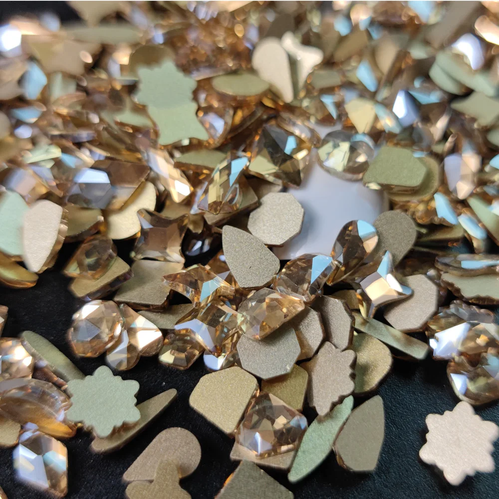20pcs Mix Shape Gold Crystal Nail Diamond Pixie Strass Rhinestones For 3D Nails Art Decorations Supplies Jewelry Rhinestone | Красота и