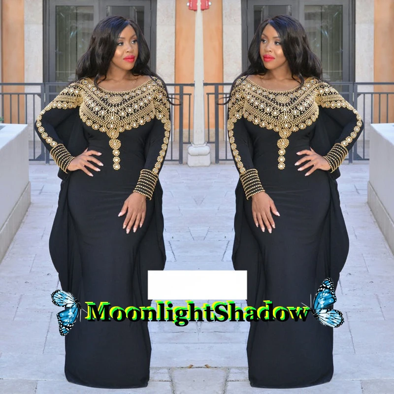 

Black Spandex Evening Dress Moroccan Caftan Mermaid Celebrity Beads Saudi Arabian Vestidos De Festa South African Prom Party