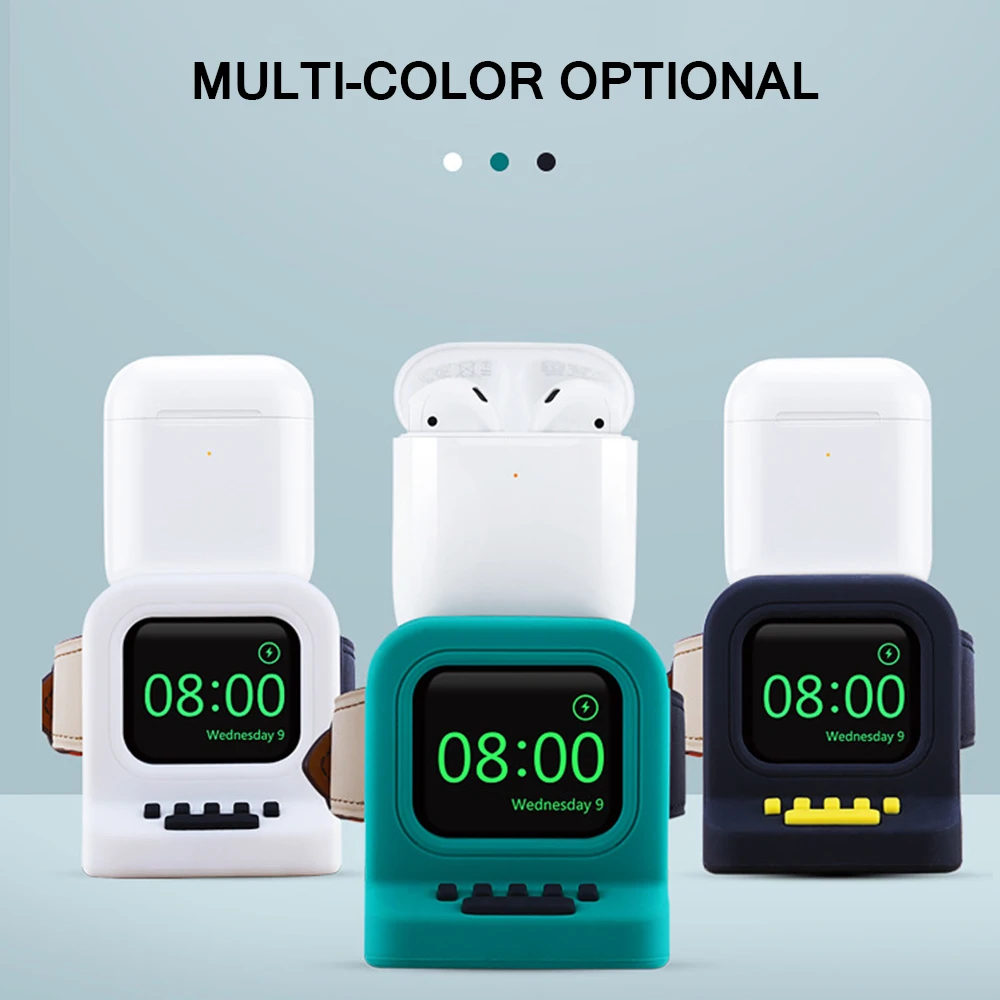 

2-in-1 Smart Watch Charging Base Watch Charging Stand for Airpods Headphone Desktop Stand Dual use silicone charging base