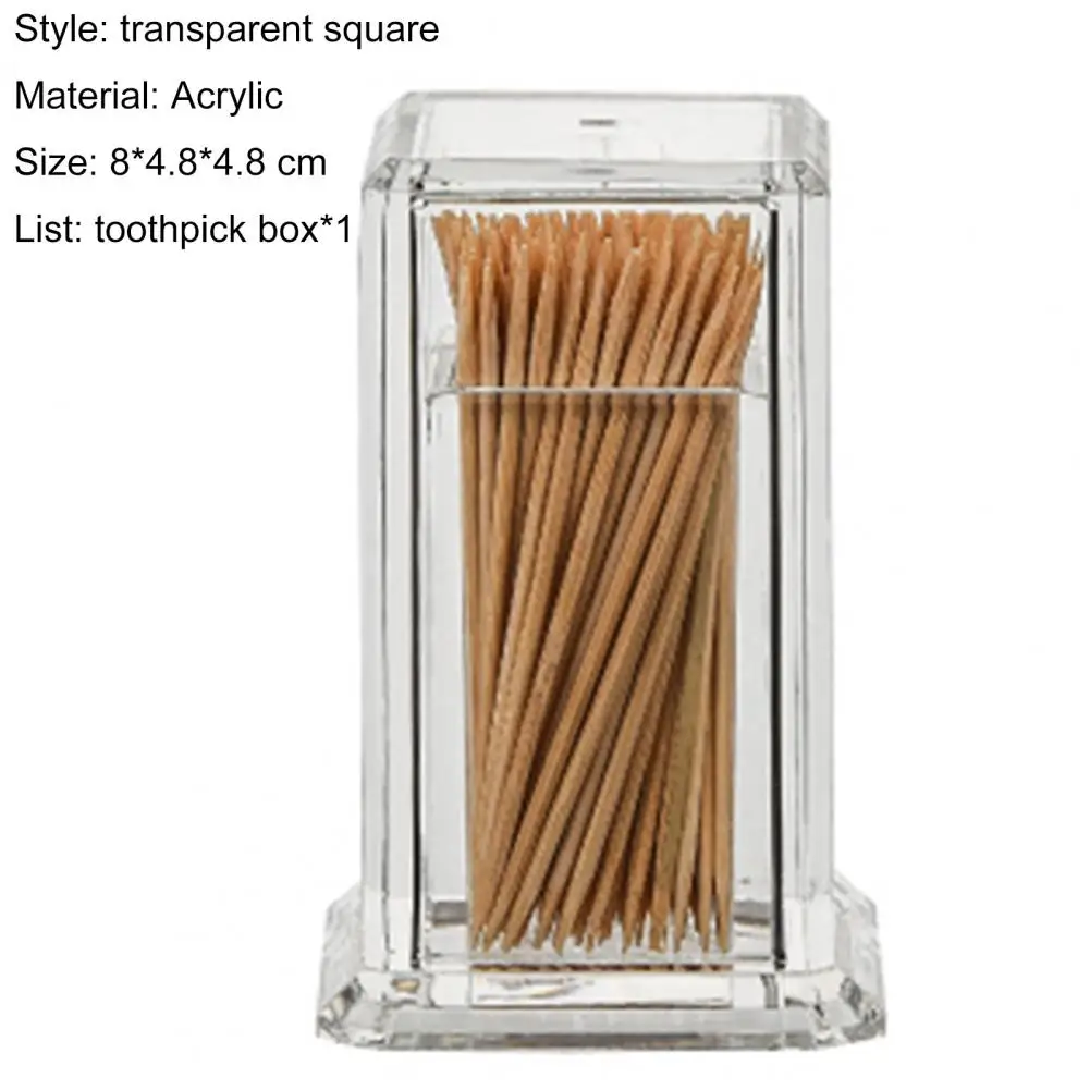 

1pc Household Toothpick Bottle Elegant Clean Square Shape Non-toxic For Home Kitchen Table Toothpick Dispenser