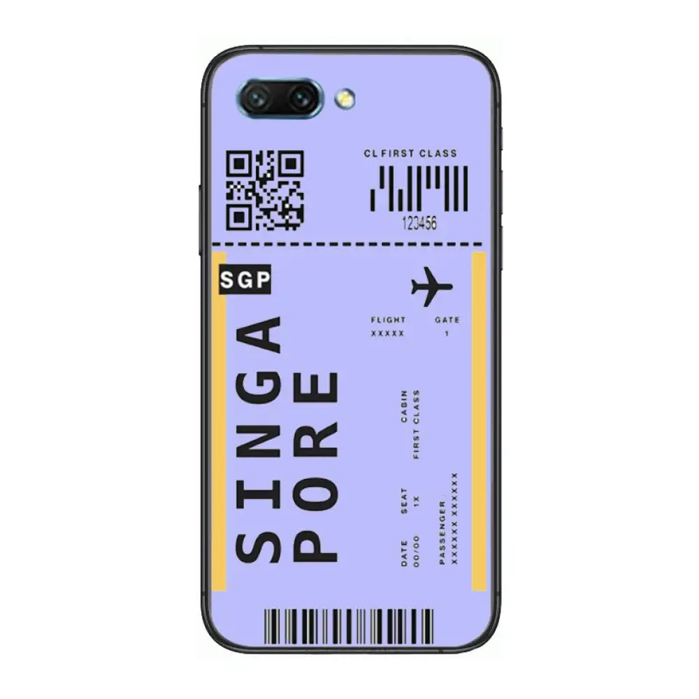 

Airline ticket barcode clear Phone Case For Huawei Honor 10 9 8 7 N Pro Lite A C RU Black Etui Coque Hoesjes comic fashion