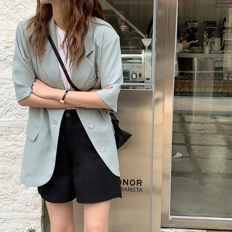 Новинка лета 2021 модные корейские однотонные брюки средней длины для женщин