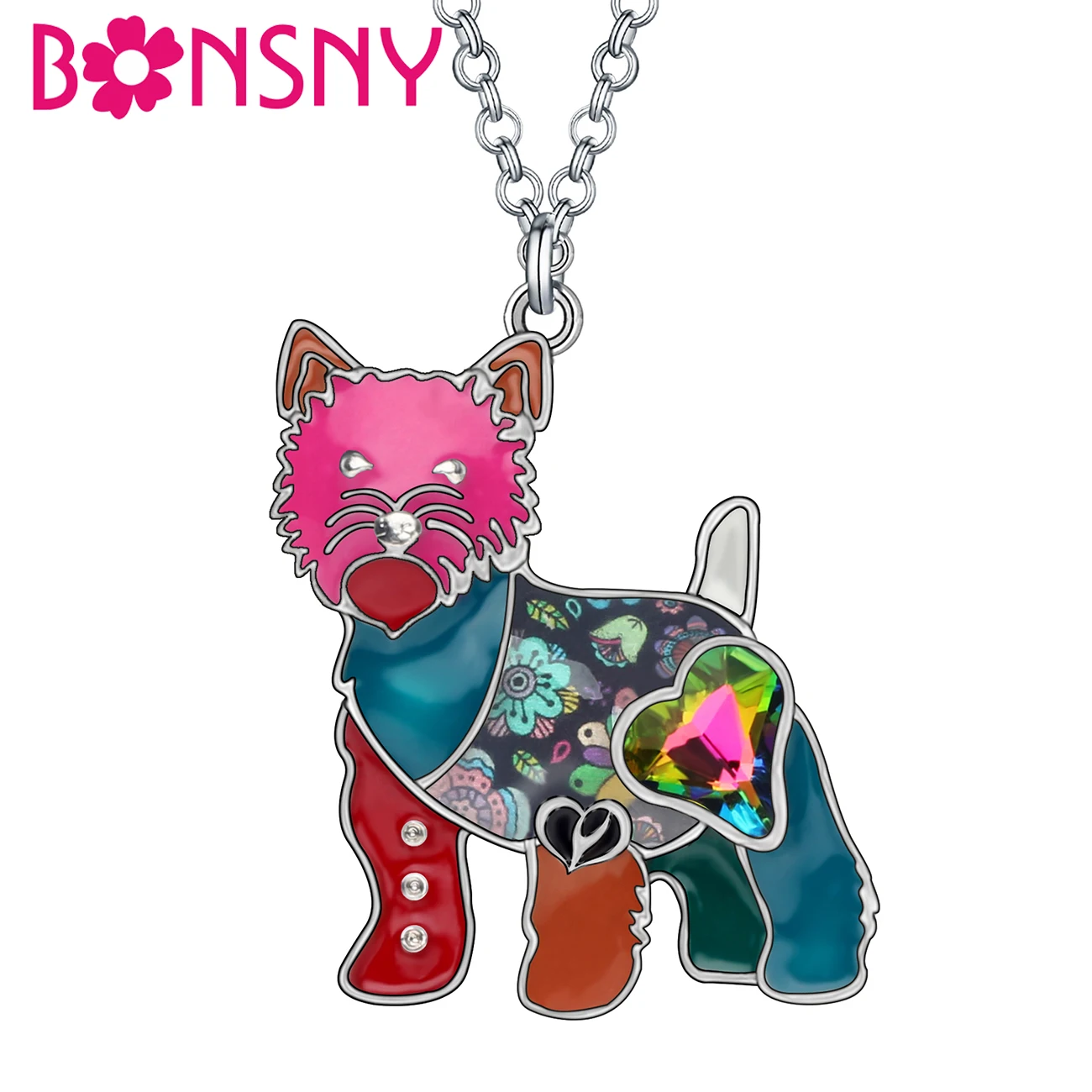 

Bonsny Enamel Alloy West Highland Terrier Dog Necklace Pendant Jewelry For Women Girl Kids Pet Lovers Fashion Gifts Accessories