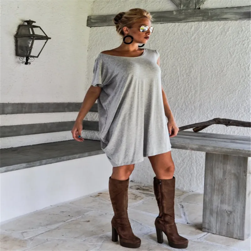 

2021 New Summer Dresses Women Casual Short Sleeve O-Neck Solid A-line Dress Large Size Streetwear Sundress Loose Dress Vestidos