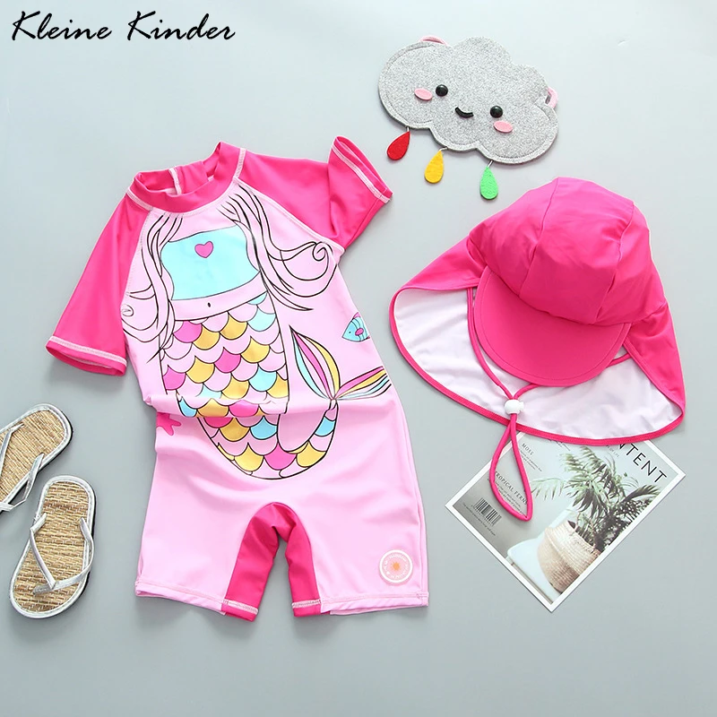 Купальник для маленьких девочек с принтом русалки Цельный Детский купальный