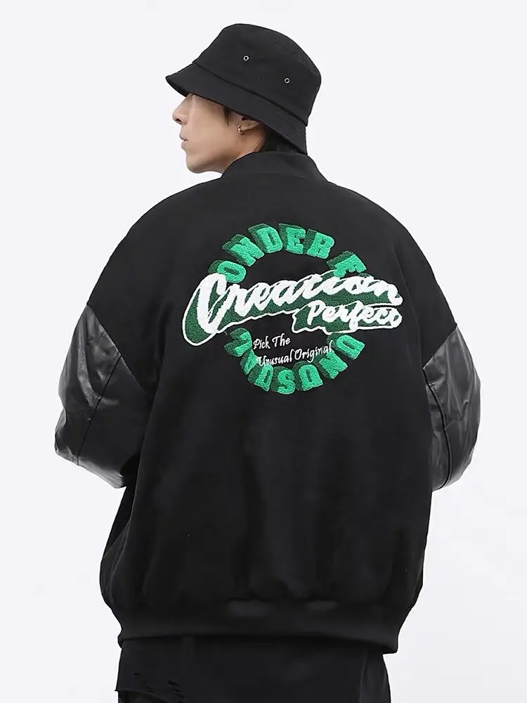 Мужские замшевые куртки в стиле хип-хоп уличные бейсбольные с надписью и