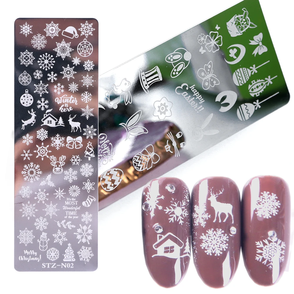 1 шт. шаблоны для дизайна ногтей Рождественские дизайны штампованные пластины со