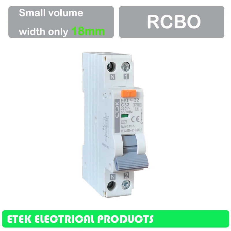 EKL4 32 RCBO 6A 10A 16A 20A 25A 32A 1P + N электронный AC Тип 6KA 18 мм|Автоматические выключатели| |