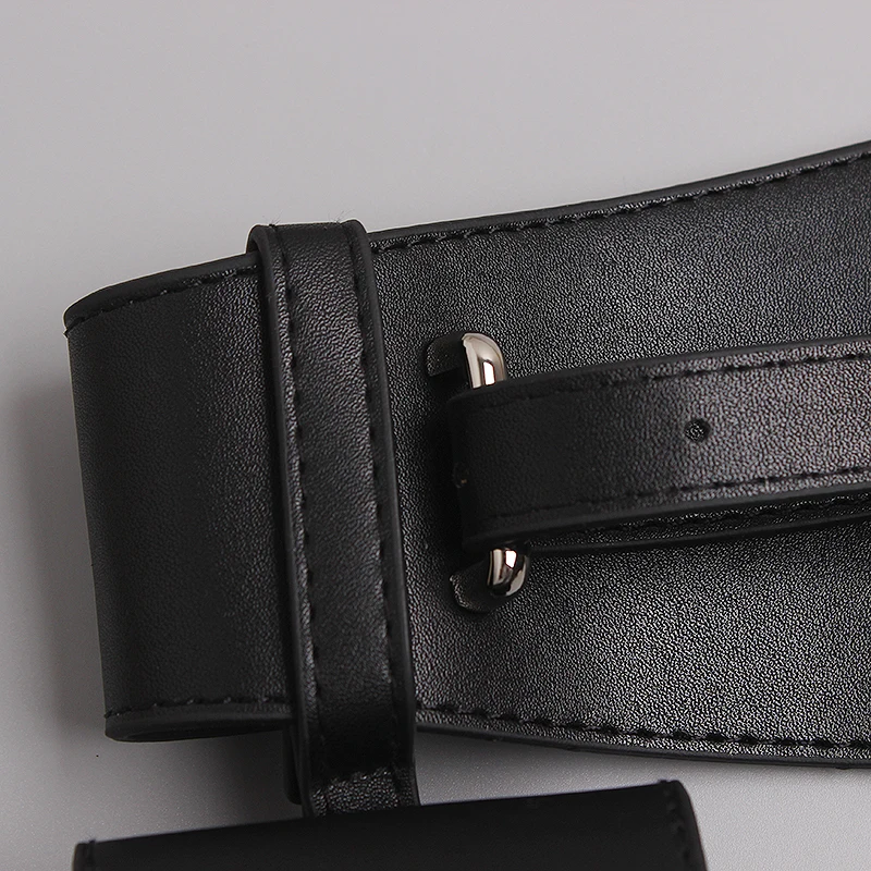 Black Removable Mini-bag Pu Leather Long Belt Wide Belt Personality Women New Fashion Tide All-match Spring Autumn 2021