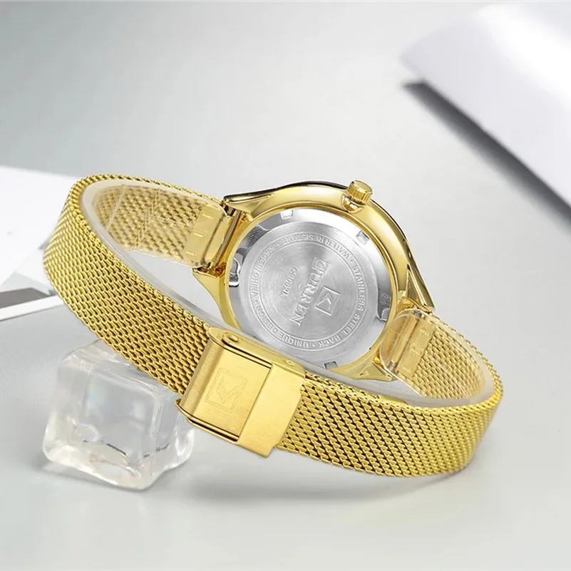 

CURREN Fashion Quartz Watches Women New Stainless Steel Leather Strap Female Wristwatch Casual Ladies Clock
