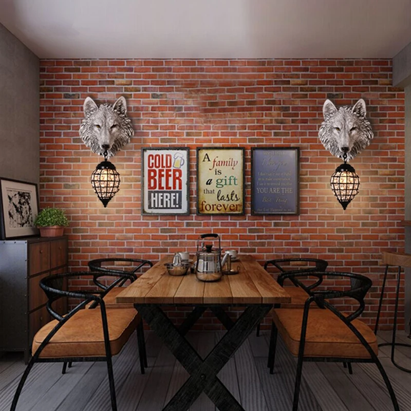 Винтажный домашний декор кухонная настенная лампа волк художественный