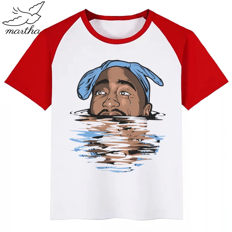 Детская футболка TUPAC для девочек и мальчиков летние топы мультяшный принт 2PAC