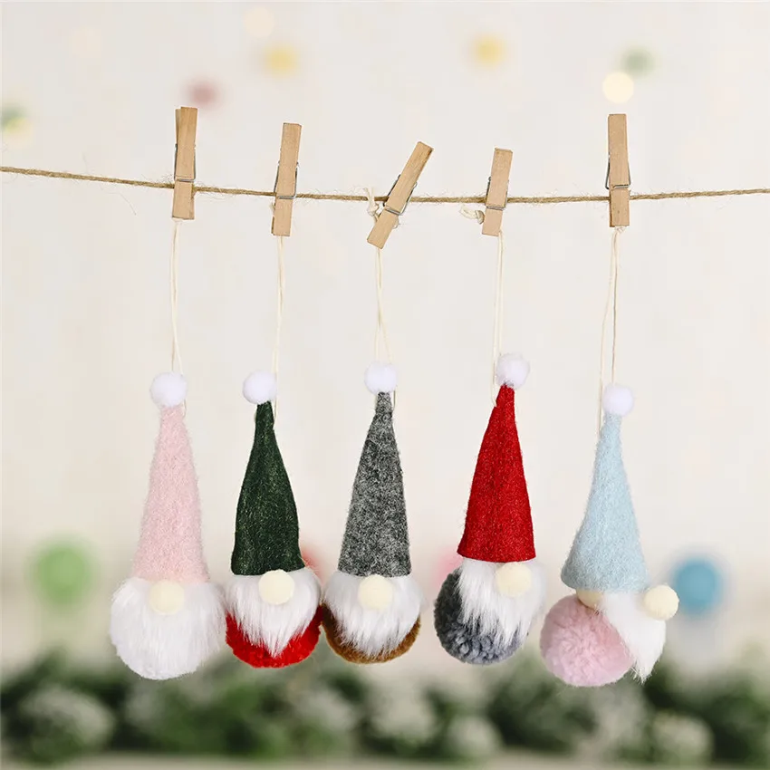 Рождественская мини кукла в виде лесного старика подвесная Елочная вешалка