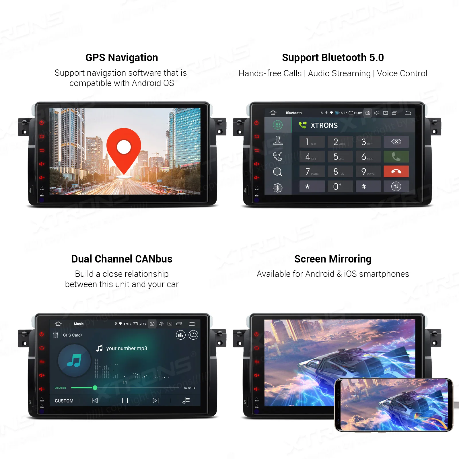 XTRONS 9'' Android 10.0 Qualcomm Bluetooth 5.0 Car Multimedia Radio Player GPS For BMW E46 Sedan Rover 75 MG ZT NO DVD | Автомобили