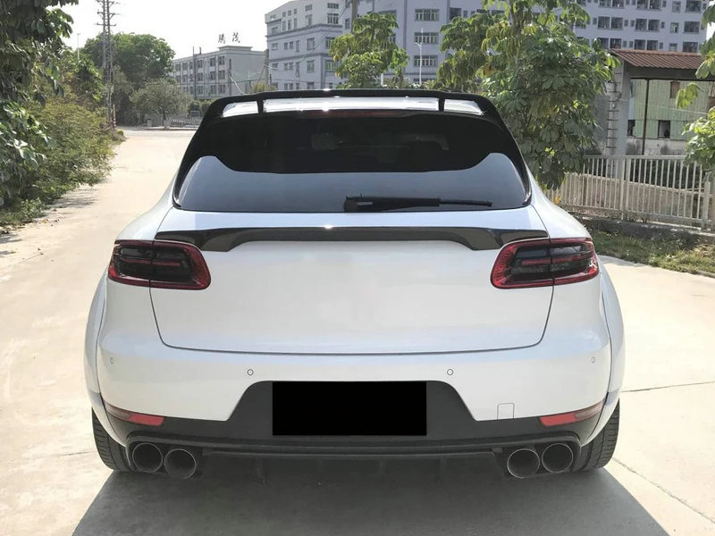 Автомобильный Стайлинг для Porsche Macan S карбоновые велосипедные шины волокно задний спойлер с боковыми плавниками глянцевая отделка багажник сплиттер крыло волокна Крока крыши