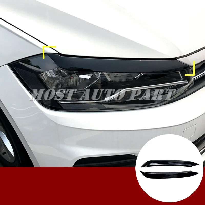 

Carbon Fiber Look Black Headlight Eyelid Eyebrow Cover Trim For Volkswagen VW Polo MK6 2018-2020 2pcs