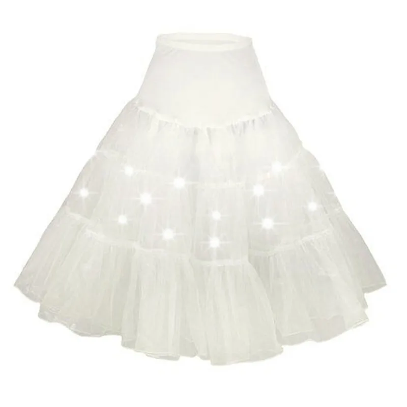 

Midi Skirt Halloween Stage Performance Sexy Tutu With LED Lights Fashion Layered Tulle Soft Long Skirts Party Gown