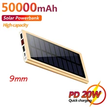 Hot 50000mAh Solar Power Bank Ultra-Thin Large Capacity External Battery Portable Outdoor travel mobile phone for iPhone Xiaomi