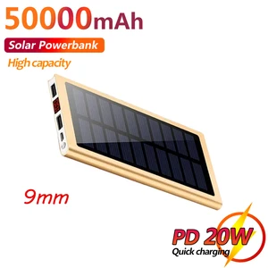 hot 50000mah solar power bank ultra thin large capacity external battery portable outdoor travel mobile phone for iphone xiaomi free global shipping