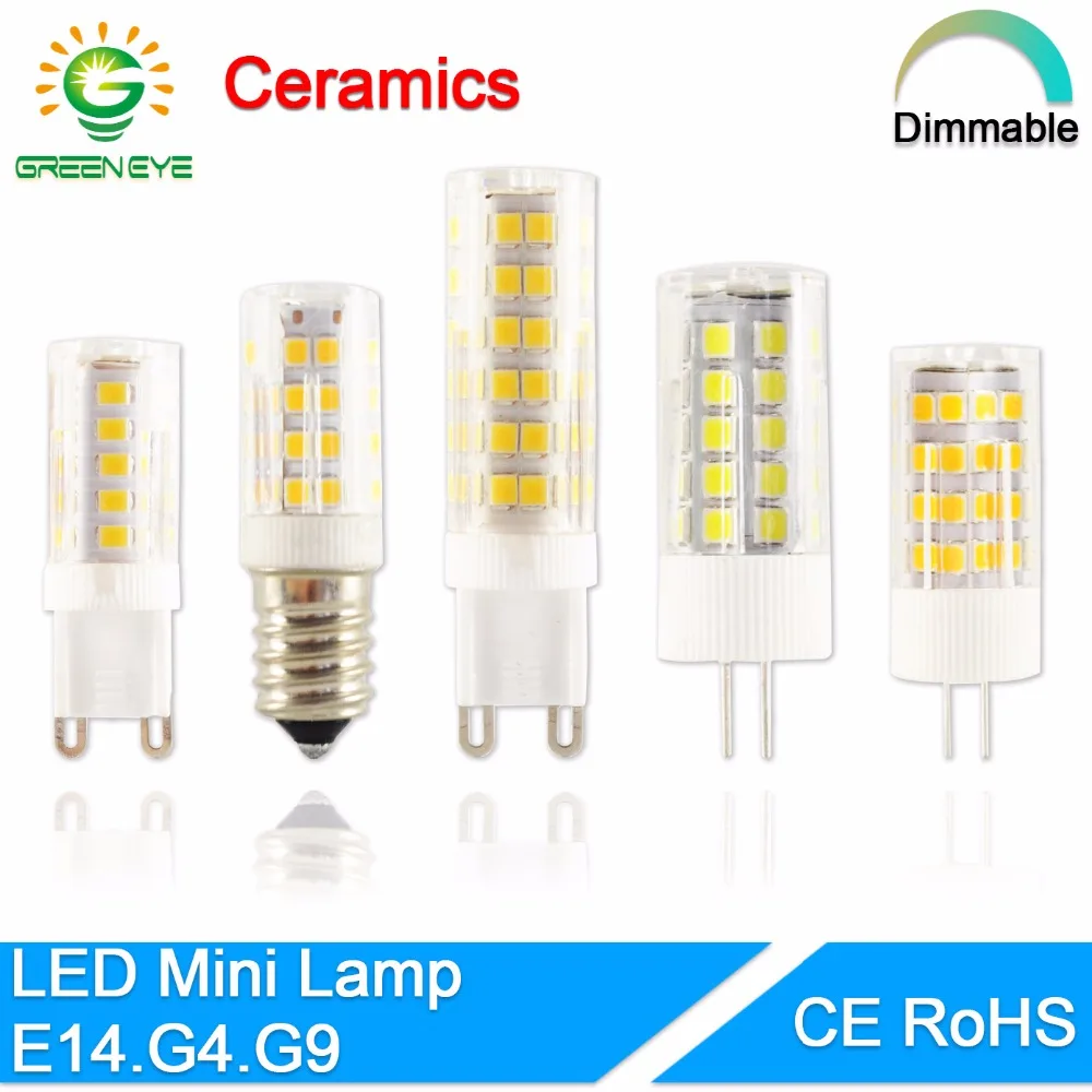 

GreenEye G4 Led Lamp Ceramic G9 LED Bulb E14 220V 5W 7W 9W 12W 2835 SMD LED dimmable lamps 360 Degree Angle Led Spotlight Lamp