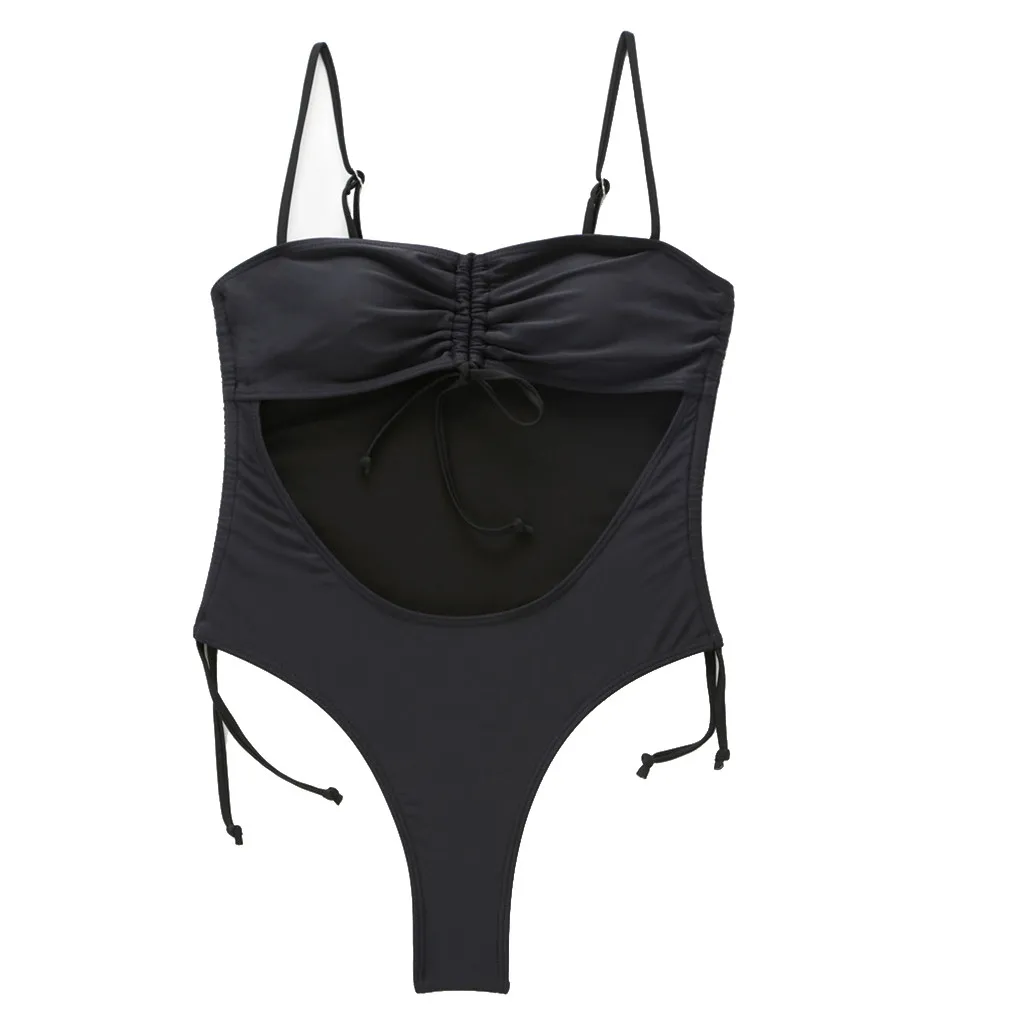 Women's Bikini Solid Set Swimsuit One Piece Filled Bra Swimwear BeachwearSummer elastic Special modern beach party |