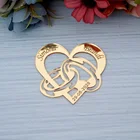 20 шт. персонализированные зеркальные сердца 6 см, свадебное кольцо, Декор, ярлыки, карты, акриловые, индивидуальный дизайн, подарки для гостей