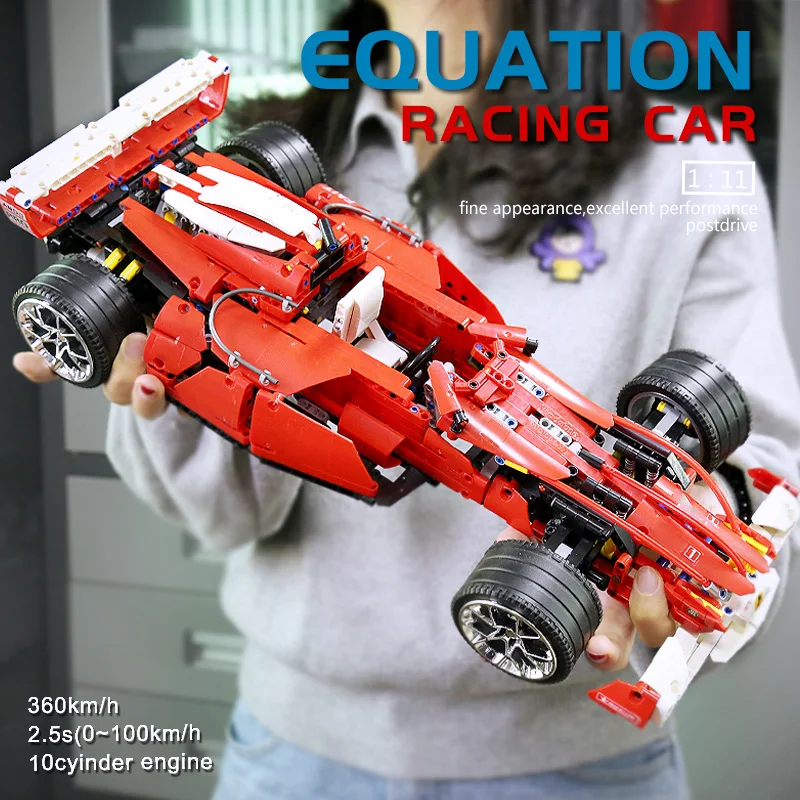 Высокотехнологичная модель автомобиля 0011 мини конструктор 8386 F1 Racer 1:10 скоростная
