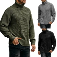 2021 european and american autumn and winter new high neck sweater mens solid color long sleeve knitted top