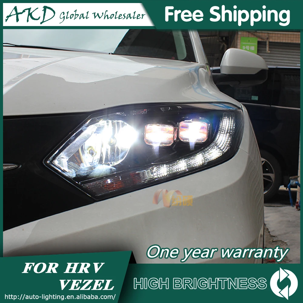 

Headlights For HRV 2014-2019 DRL Day Run Light Head Lamp LED Bi Xenon Bulb Fog Lights Car Accessory Vezel