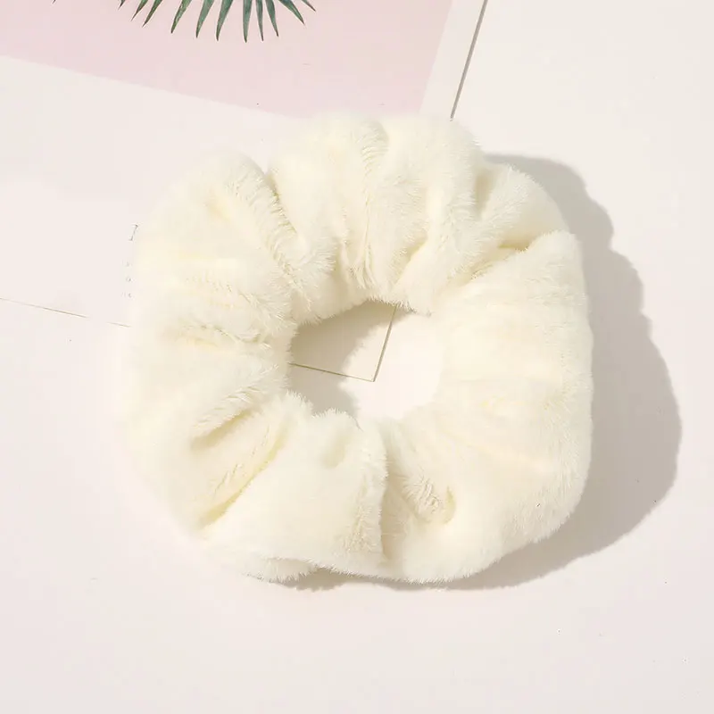 

2020 New Fur Scrunchies Furry Elastic Hair bands For Women Girls ponytail Holders Winter Hair Ties Hair Accessories Christmas