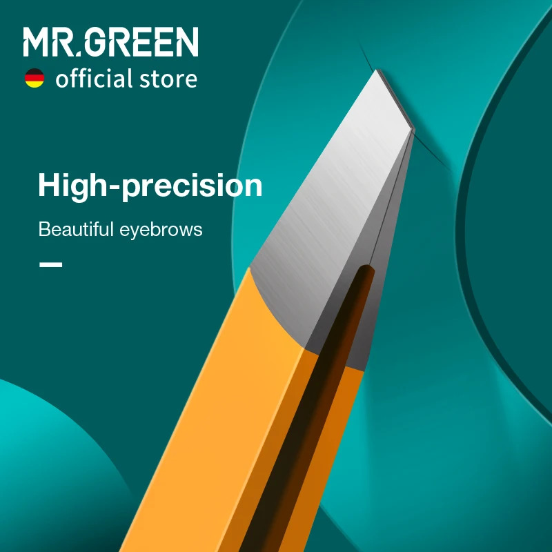 MR.GREEN-Pinzas para cejas de acero inoxidable, utensilio de belleza de pelo colorido, extractor de pelos finos, pinzas inclinadas para cejas, herramientas de maquillaje