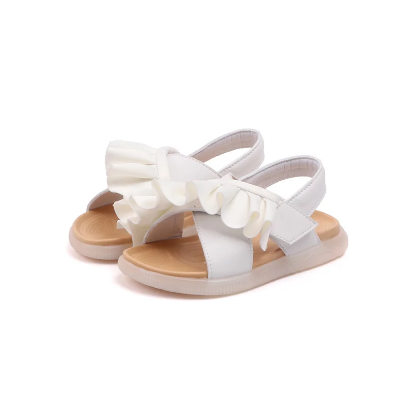 

2021 New Summer Children's Sandals Ruffled Toddler Shoes Cute Baby Shoes Soft Bottom Fashion Princess Girl Sandals 21-30