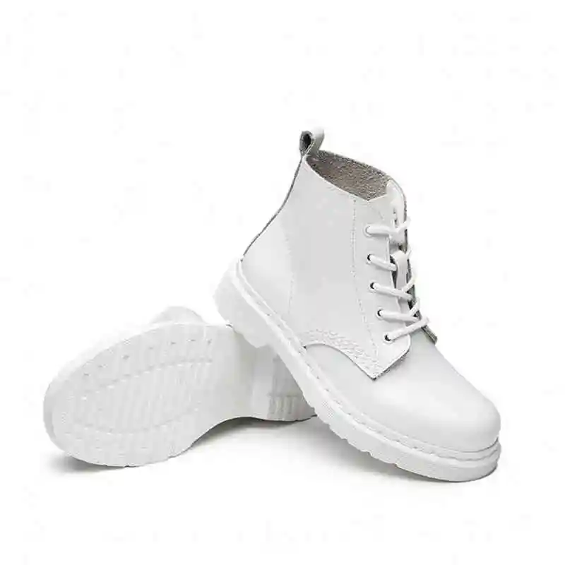 Женские белые ботильоны из натуральной кожи на шнуровке Женская осенне зимняя
