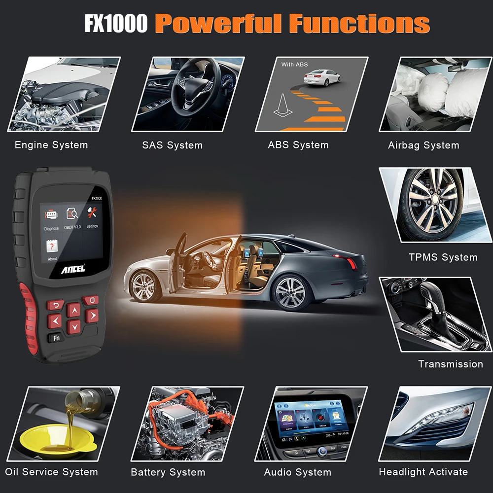 Ancel FX1000 OBD2 автомобильный диагностический инструмент профессиональный все