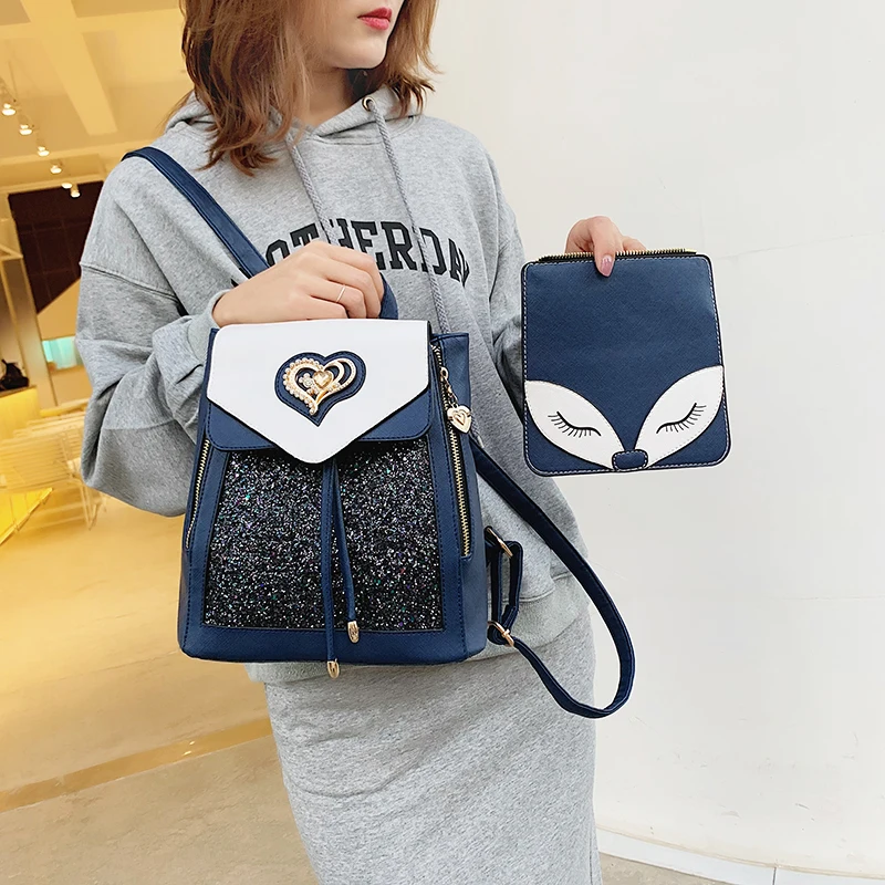 

Beibaobao Fashion Women's Backpacks Luxury Pu Sequins Designer Women Backpack 2021 New Girls School Bag Ladies Student Bag